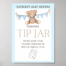 Blue Teddy Bear Baby shower Sign