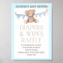 Blue Teddy Bear Baby shower Sign