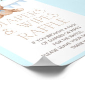 Blue Teddy Bear Baby shower Sign Poster (Hoek)