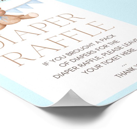 Blue Teddy Bear Baby shower Sign Poster (Hoek)