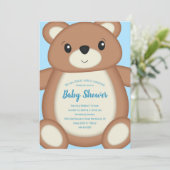 Blue Teddy Bear Baby shower - Stijl 1 Kaart (Staand voorkant)