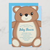 Blue Teddy Bear Baby shower - Stijl 1 Kaart (Voorkant / Achterkant)