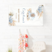 Blue Teddy Bear Baby shower Vinyl Banner (Insitu)