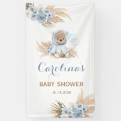 Blue Teddy Bear Baby shower Vinyl Banner (Verticaal)