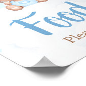 Blue Teddy Bear Baby shower Voedselbord Poster (Hoek)