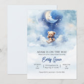 Blue Teddy Bear Baby shower We kunnen Barly Wachte Kaart (Voorkant / Achterkant)