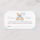 Blue Teddy Bear Ballon Baby Boy Luier Raffle Informatiekaartje (Voorkant)