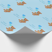 Blue Teddy Bear & Ballons Wrapping Cadeaupapier (Hoek)
