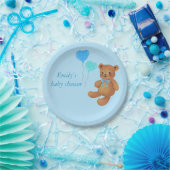 Blue Teddy Bear & Ballons Wrapping Papieren Bordje (Feest)