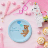 Blue Teddy Bear & Ballons Wrapping Papieren Bordje (Feest)