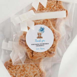 Blue Teddy Bear Balloon 1e Verjaardag Sticker