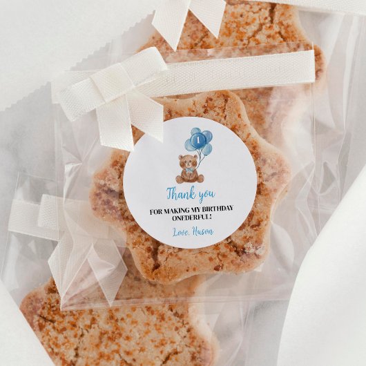 Blue Teddy Bear Balloon 1e Verjaardag Sticker