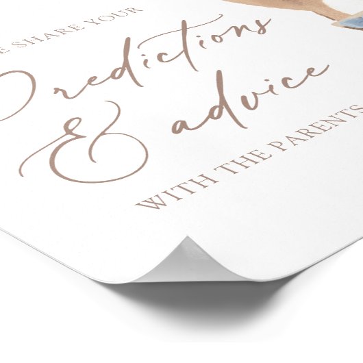 Blue Teddy Bear Balloon Baby shower Advies Poster (Hoek)