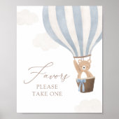 Blue Teddy Bear Balloon Baby shower Favorieten Sig Poster (Voorkant)