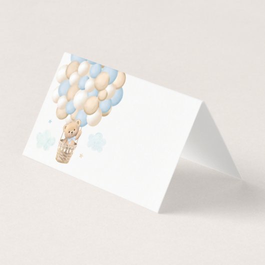 Blue Teddy Bear Balloon Baby shower Plaatskaarten Kaart (Voorkant)