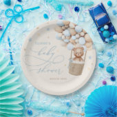 Blue Teddy Bear Balloon Barly Wait Baby shower Papieren Bordje (Feest)