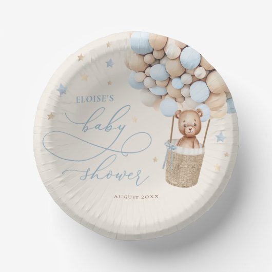 Blue Teddy Bear Balloon Barly Wait Baby shower Papieren Kommen (Voorkant)