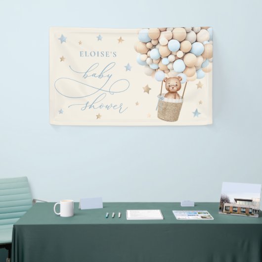 Blue Teddy Bear Balloon Barly Wait Baby shower Spandoek (Beurs)