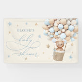 Blue Teddy Bear Balloon Barly Wait Baby shower Spandoek (Horizontaal)