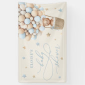 Blue Teddy Bear Balloon Barly Wait Baby shower Spandoek (Verticaal)