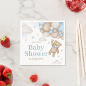 Blue Teddy Bear Balloon Bearly Wait Baby Shower Servet (Insitu)