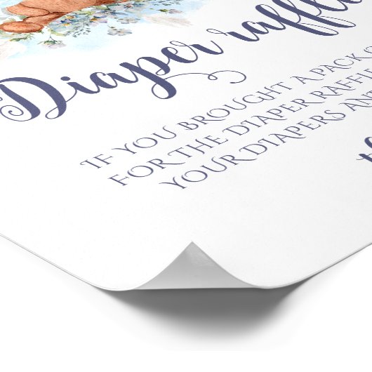 Blue Teddy Bear Balloon Diaper Raffle Poster (Hoek)