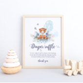 Blue Teddy Bear Balloon Diaper Raffle Poster