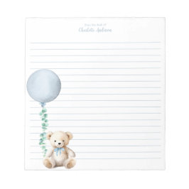 Blue Teddy Bear Balloon Gepersonaliseerd Notitiebl Notitieblok