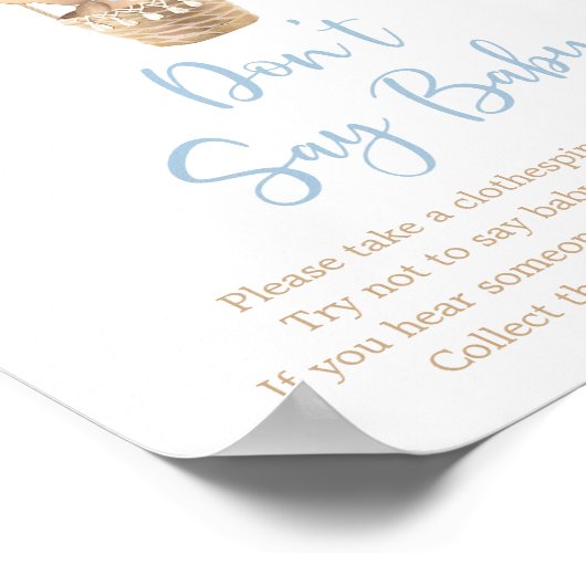 Blue Teddy Bear Balloon Zeg niet Baby spel Poster (Hoek)