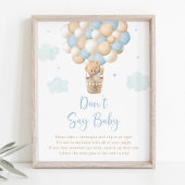 Blue Teddy Bear Balloon Zeg niet Baby spel Poster