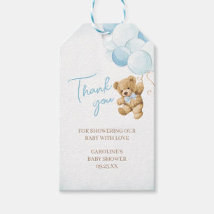 Blue Teddy Bear Balloons Baby shower Favor Tags Cadeaulabel