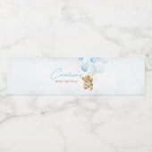 Blue Teddy Bear Balloons Baby shower Waterfles Etiket (Enkel label)