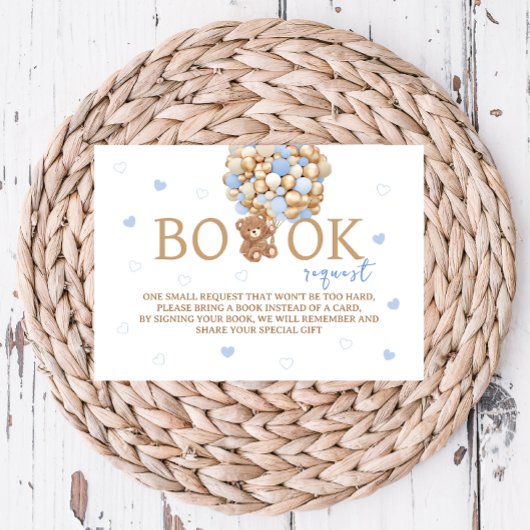 Blue Teddy Bear Balloons Boek Verzoek Informatiekaartje