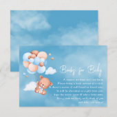 Blue Teddy Bear Balloons Boeken voor Baby Informatiekaartje (Voorkant / Achterkant)