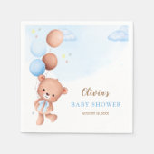 Blue Teddy Bear Balloons Jongen Baby shower Servet (Voorkant)