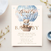 Blue Teddy Bear Barly Wait Baby shower Kaart