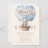 Blue Teddy Bear Barly Wait Baby shower Kaart (Voorkant)