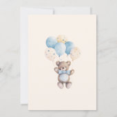 Blue Teddy Bear Barly Wait Baby shower Kaart (Achterkant)