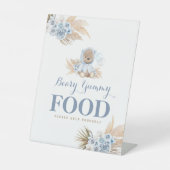 Blue Teddy Bear Beary Yummy Food Table Sign Reclamebord Met Voetstuk (Voorkant)