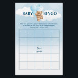 Blue Teddy Bear BINGO Baby shower Spelletjes Flyer<br><div class="desc">Baby Bingo is een leuk en interactief spel dat perfect is voor elk teddybeer thema baby shower. Elke gast krijgt een bingokaart om in te vullen met geschenken waarvan je denkt dat ze geopend zullen worden. Als de aanstaande moeder haar cadeaus opent, markeren gasten de overeenkomende items op hun bingokaart....</div>
