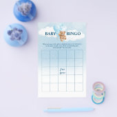 Blue Teddy Bear BINGO Baby shower Spelletjes Flyer (Enkel)