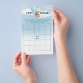 Blue Teddy Bear BINGO Baby shower Spelletjes Flyer (Hand)