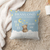 Blue Teddy Bear Birth Stats Nursery Pillow Kussen (Deken)