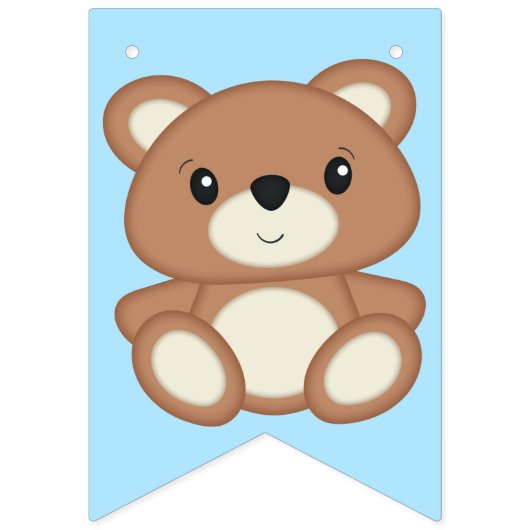 Blue Teddy Bear Birthday Party Vlaggetjes (Eerste vlag)