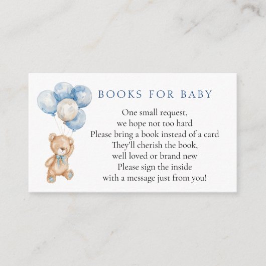 Blue Teddy Bear Boeken voor Baby Informatiekaartje (Voorkant)