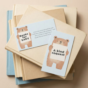 Blue teddy Bear Boeken voor baby Verzoek Informatiekaartje