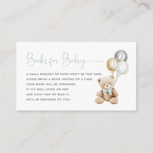 Blue Teddy Bear Books for Baby Kaart (Voorkant)