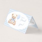 Blue Teddy Bear Bow Baby shower Bedankt Kaarten (Voorkant)