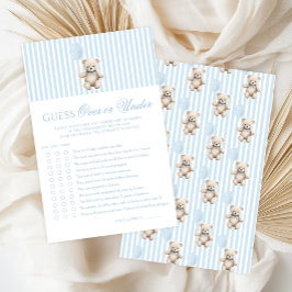 Blue Teddy Bear Bow Baby Shower Over or Under Game