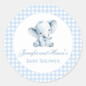 Blue Teddy Bear Bow Balloon Baby Boy Shower Ronde Sticker (Voorkant)